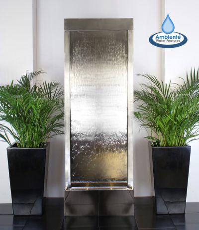 Giant Stainless Steel Water Wall Cascade with Lights 1.74m